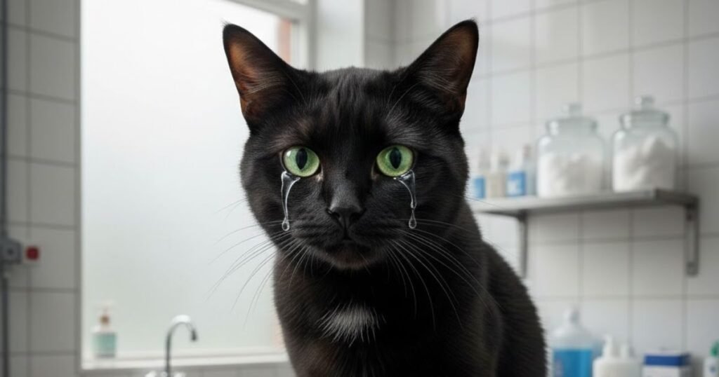 gatos choram com olhos lacrimejando