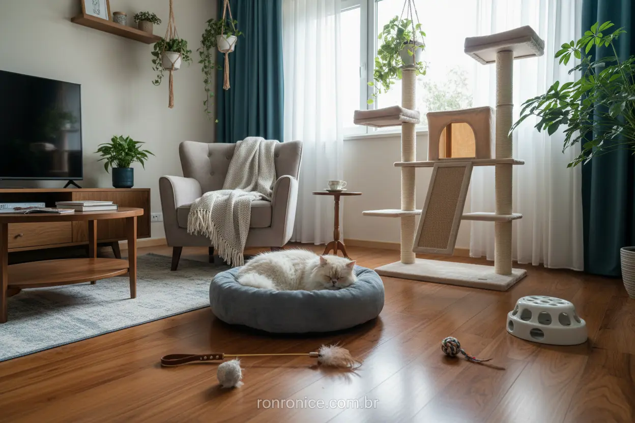 Ambiente Ideal Gato Persa Gato persa características e cuidados: ambiente ideal com cama e brinquedos.