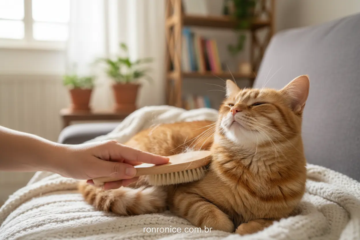 Como cuidar de gato em apartamento: escovação de pelos.