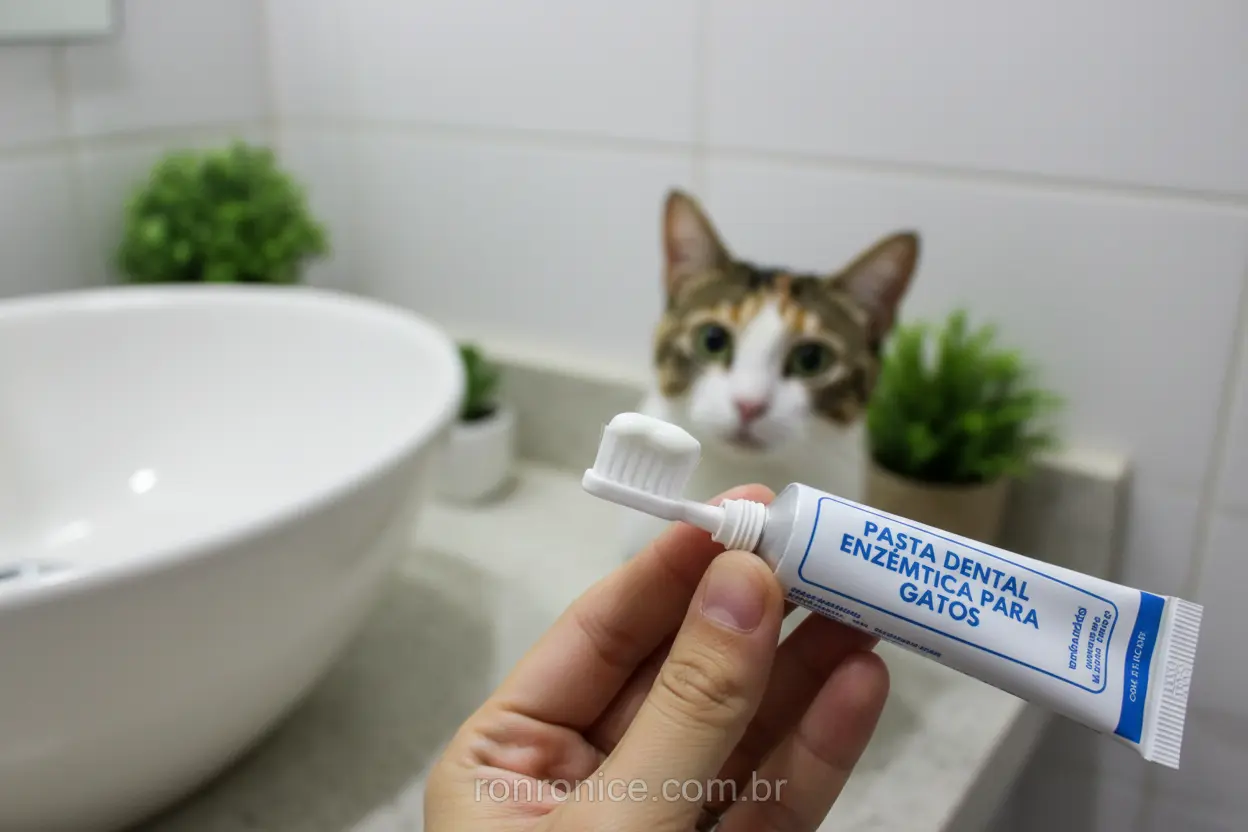 Escova e pasta de dente para gatos