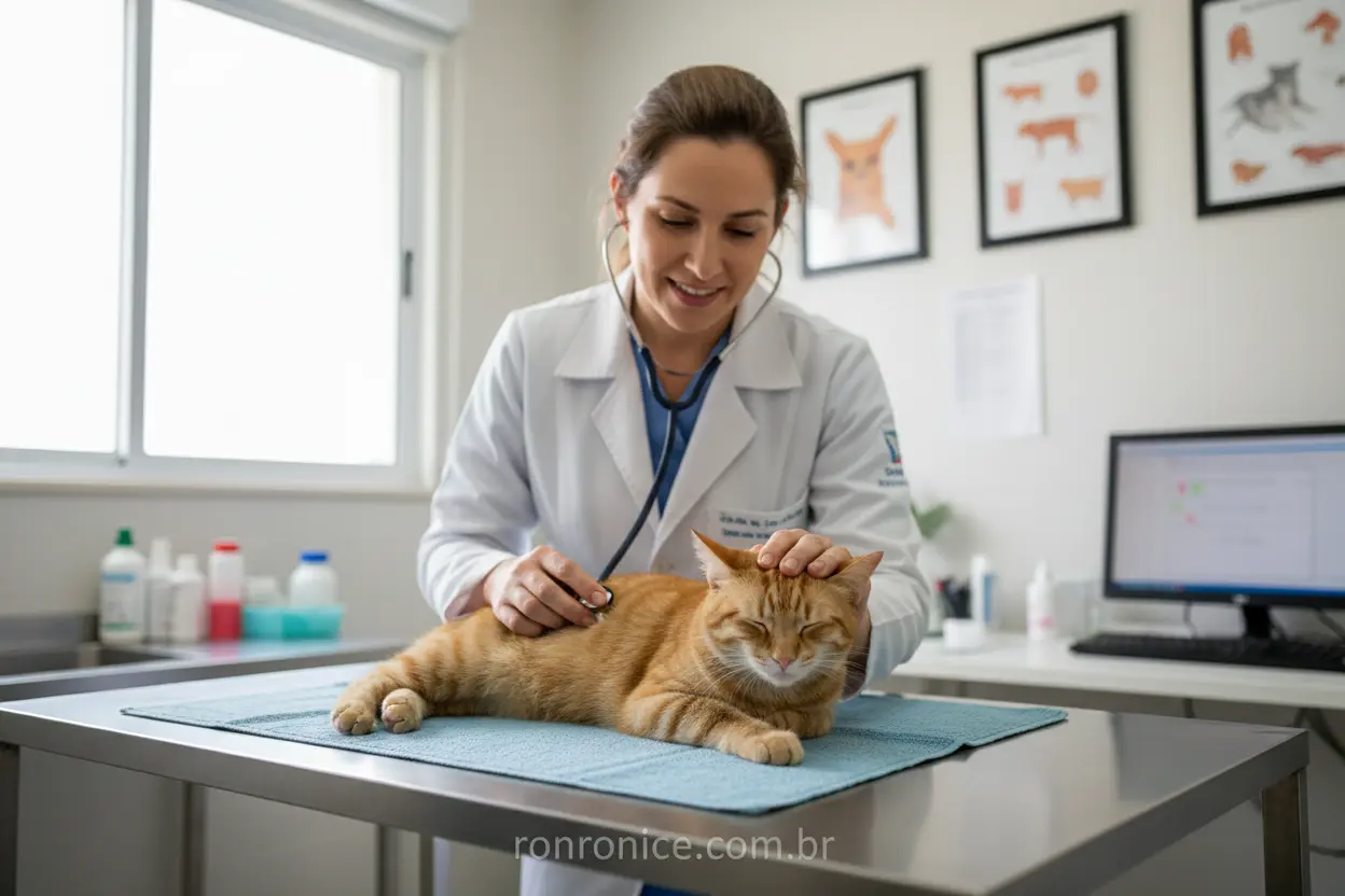 Gato sendo examinado por veterinário para descobrir por que não usa caixa de areia