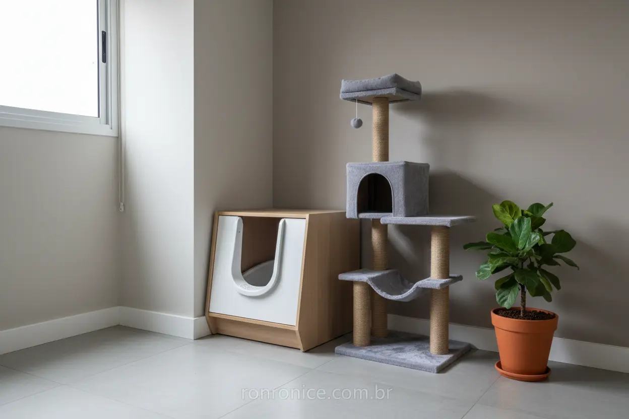 Local Ideal para Areia Caixa de areia para gato em canto tranquilo